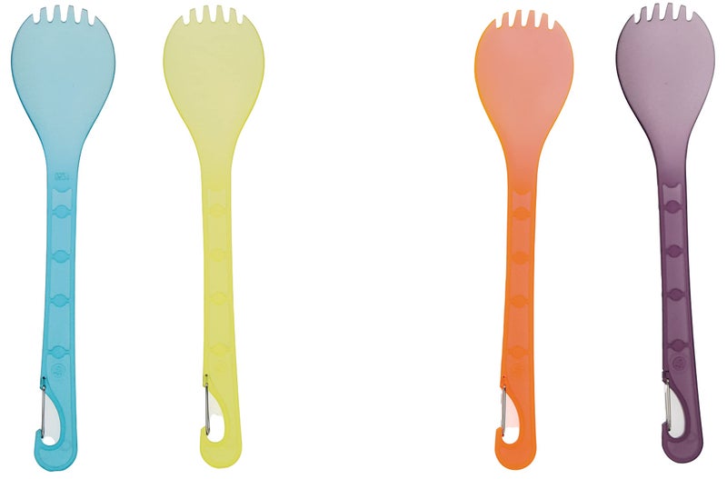 ust KLIPP 4 Pk Spork Set with Lightweight, Durable, BPA Free, Construction and Clip for Attaching to Gear for Hiking, Backpacking, Camping and Outdoor Survival, multicolor, One Size (20-12408) - Image 1